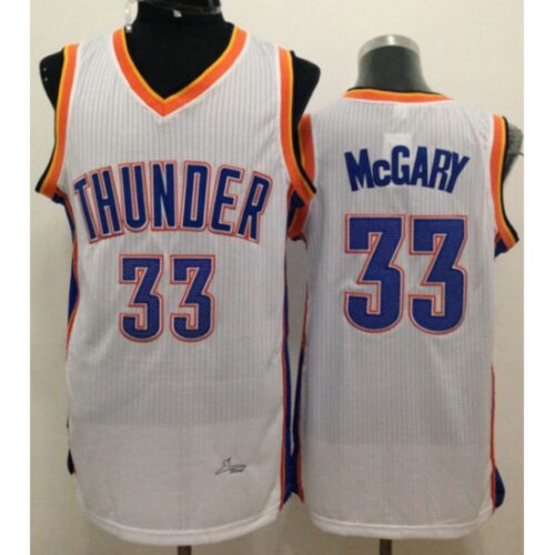 686432cd55c5c_1 Revolution 30 Thunder #33 Mitch McGary White Stitched NBA Jersey