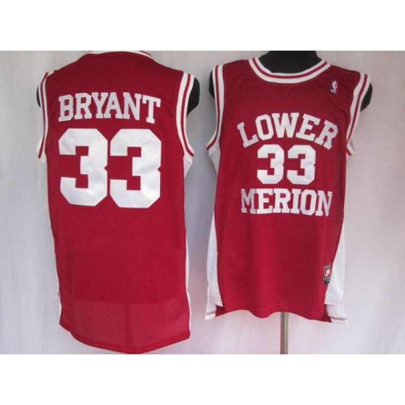 686432d715889_1 Lakers #33 Kobe Bryant Stitched Red Lower Merion High School NBA Jersey