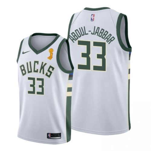 6864331526b1f_1 Men's Milwaukee Bucks #33 Kareem Abdul-Jabbar 2021 White Finals Champions Stitched Basketball Jersey