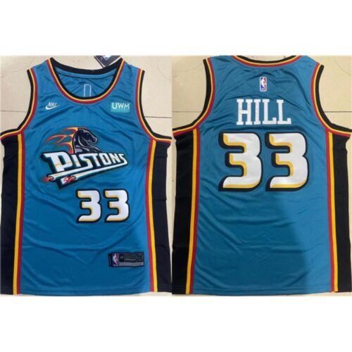 6864331c0d7bc_1 Men's Detroit Pistons #33 Grant Hill Blue Stitched Jersey