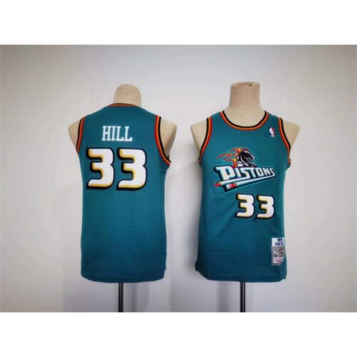 6864331f66958_1 Youth Detroit Pistons #33 Grant Hill Teal Throwback Stitched Basketball Jersey