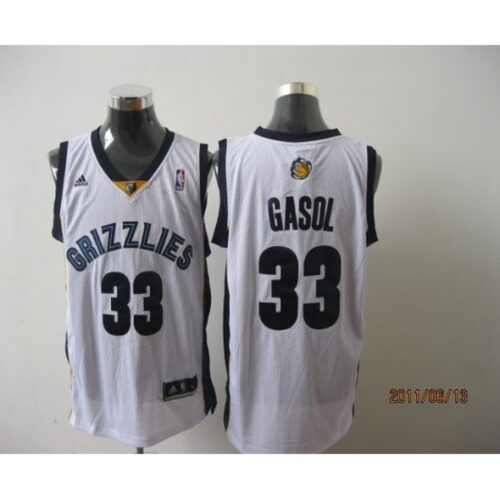 6864333653771_1 Grizzlies #33 Marc Gasol Revolution 30 White Stitched NBA Jersey