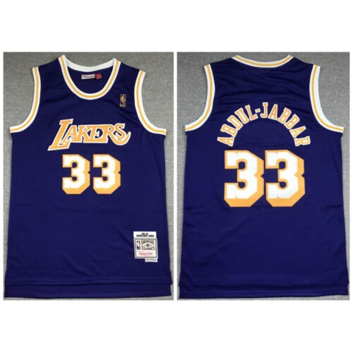 68643381119c5_1 Men's Los Angeles Lakers #33 Kareem Abdul-Jabbar Purple 1994-95 Throwback Stitched Jersey