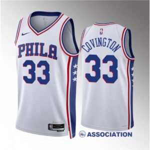 686434697dc93_1 Men's Philadelphia 76ers #33 Robert Covington White Association Edition Stitched Jersey