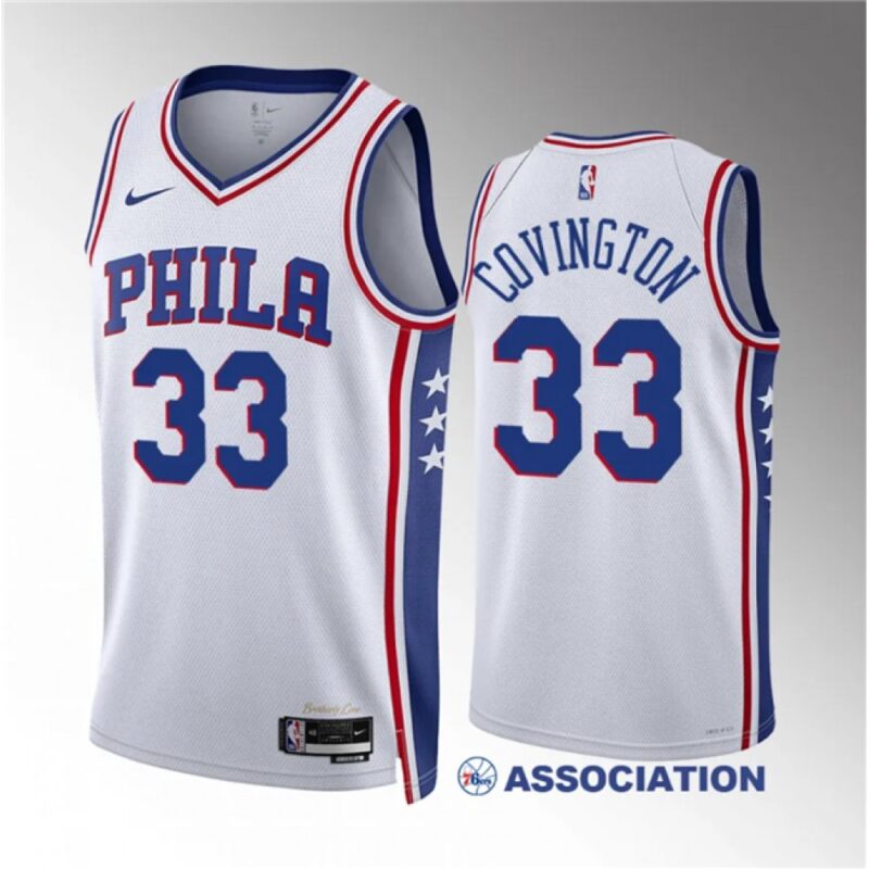 686434697dc93_1 Men's Philadelphia 76ers #33 Robert Covington White Association Edition Stitched Jersey