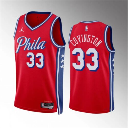 6864346ce014b_1 Men's Philadelphia 76ers #33 Robert Covington Red Statement Edition Stitched Jersey