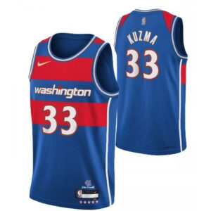 6864347f1dd83_1 Men's Washington Wizards #33 Kyle Kuzma 75th Anniversary 2021/2022 Blue City Edition Swingman Stitched Jersey
