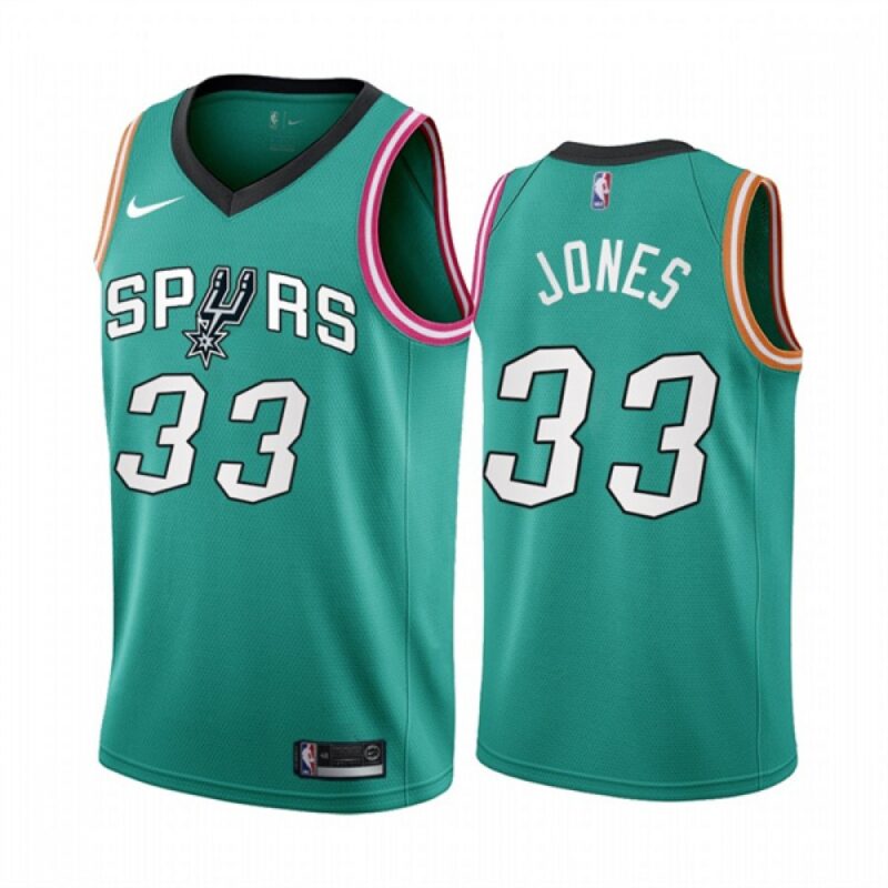 68643489c4fea_1 Men's San Antonio Spurs #33 Tre Jones 2022/23 Teal City Edition Stitched Jersey