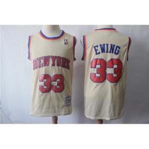 68643494621c1_1 Men's New York Knicks #33 Patrick Ewing Cream Hardwood Classics Stitched Jersey