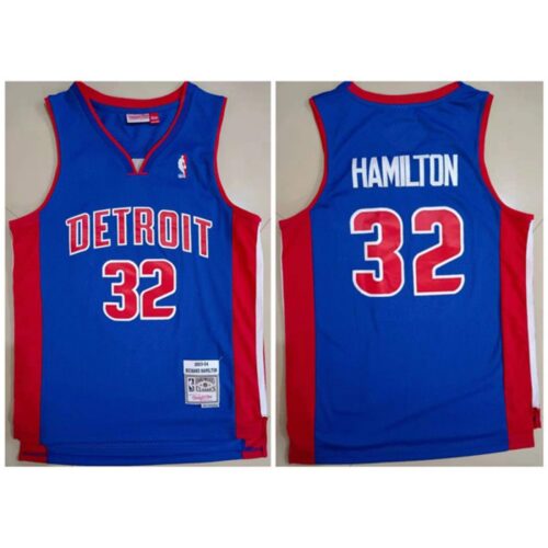 6864350bd2c54_1 Men's Detroit Pistons #32 Richard Hamilton 2003-04 Blue Throwback Stitched Jersey