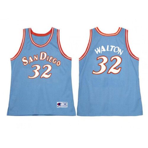 6864352e7ac29_1 Men's San Diego Clippers#32 Bill Walton 1983 Blue Stitched Jersey