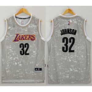 68643597c1888_1 Lakers #32 Magic Johnson Grey City Light Stitched NBA Jersey