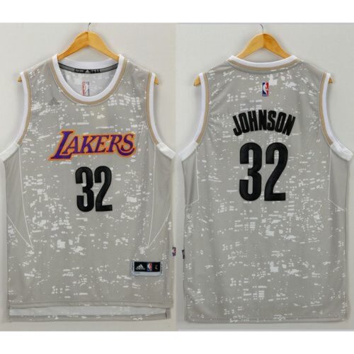 68643597c1888_1 Lakers #32 Magic Johnson Grey City Light Stitched NBA Jersey