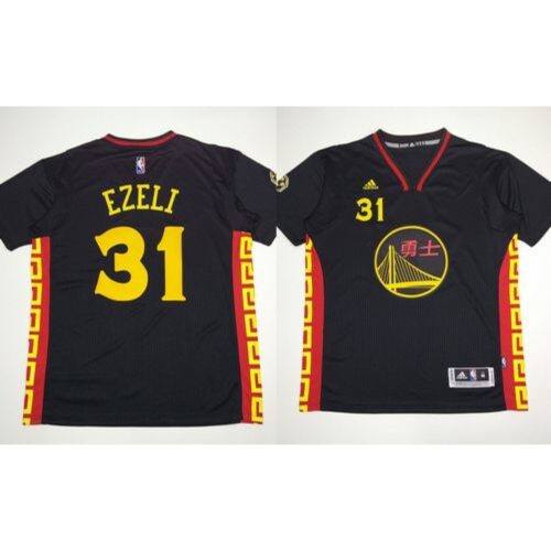 6864359b950c5_1 Warriors #31 Festus Ezeli Black Slate Chinese New Year Stitched NBA Jersey