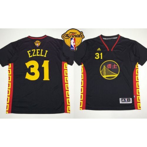 6864359ee88b0_1 Warriors #31 Festus Ezeli Black Slate Chinese New Year The Finals Patch Stitched NBA Jersey
