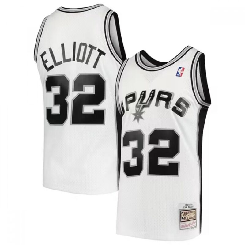 6864361a1314e_1 Men's San Antonio Spurs #32 Sean Elliott White 1998-99 Hardwood Classics Swingman Stitched Jersey
