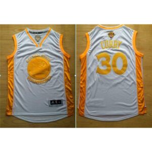 686436ea77e15_1 Warriors #30 Stephen Curry White(Gold No.) Stitched NBA Jersey