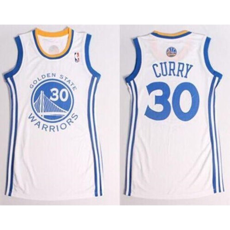 686437050ae14_1 Warriors #30 Stephen Curry White Women's Dress Stitched NBA Jersey