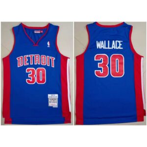 6864376538eb6_1 Men's Detroit Pistons #30 Rasheed Wallace 2003-04 Blue Throwback Stitched Jersey