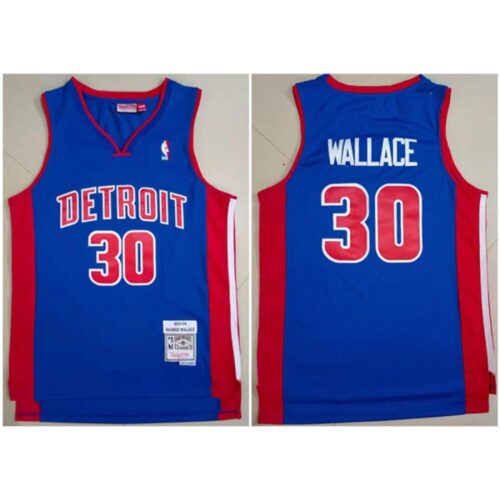6864376538eb6_1 Men's Detroit Pistons #30 Rasheed Wallace 2003-04 Blue Throwback Stitched Jersey