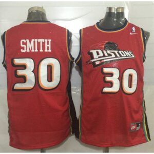 6864376c13dd4_1 Pistons #30 Joe Smith Red Throwback Stitched NBA Jersey