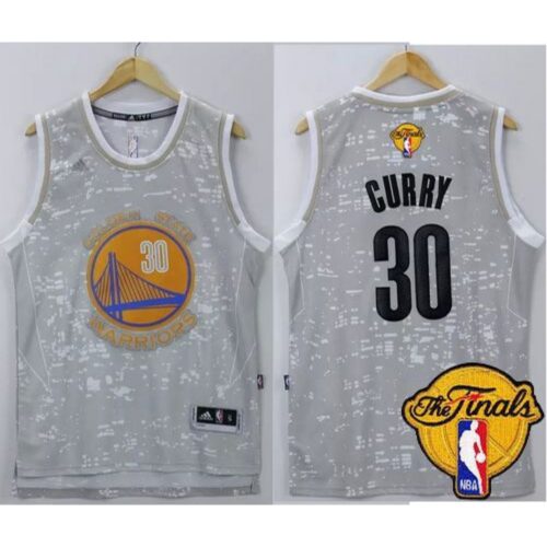 686437cf0c94f_1 Warriors #30 Stephen Curry Grey City Light The Finals Patch Stitched NBA Jersey