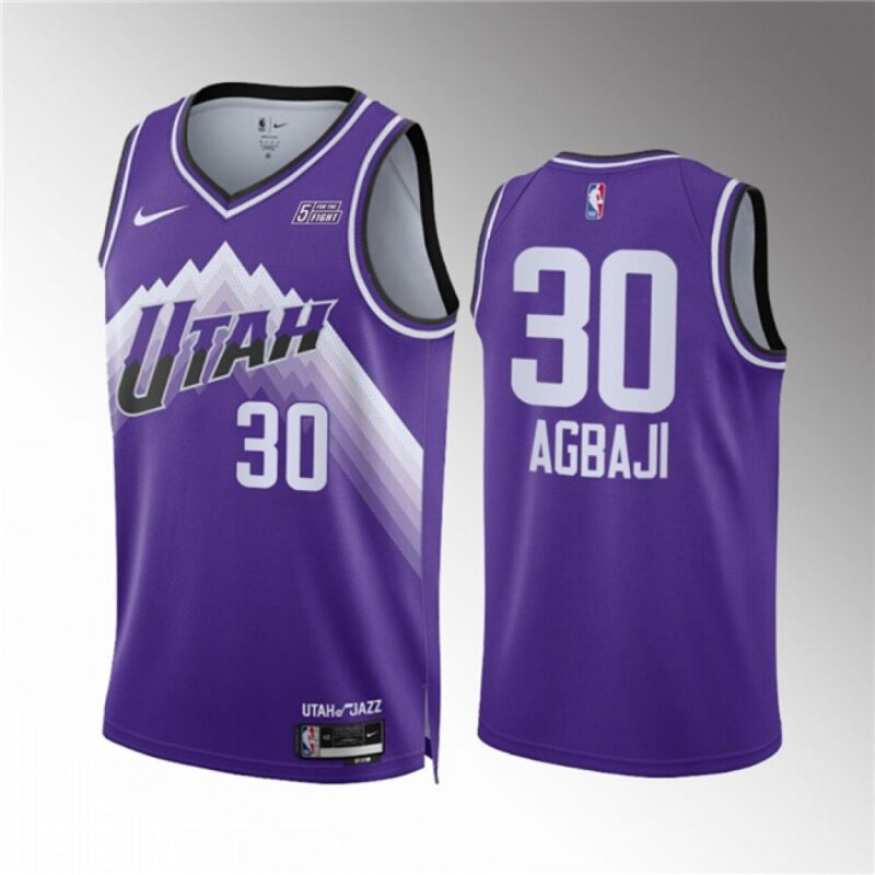 686438499d2f8_1 Men's Utah Jazz #30 Ochai Agbaji Purple 2023/24 City Edition Stitched Basketball Jersey