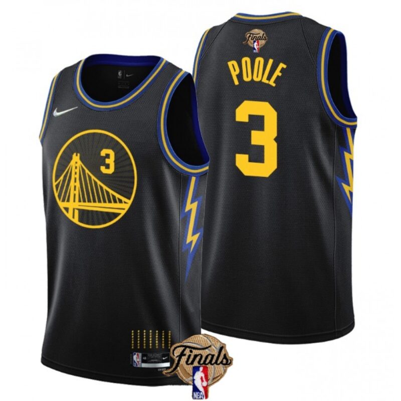 686438cee107c_1 Youth Golden State Warriors #3 Jordan Poole 2022 Black NBA Finals Stitched Jersey