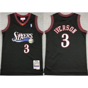 686439434b135_1 Youth Philadelphia 76ers #3 Allen Iverson Black Stitched Jersey