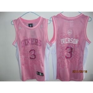 76ers #3 Allen Iverson Pink Women Fashion Stitched NBA Jersey