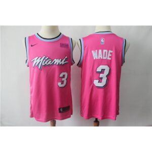 686439d9ee578_1 Youth Miami Heat #3 Dwyane Wade Pink 2018/19 Earned Edition Swingman Stitched Jersey