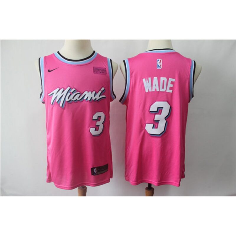686439d9ee578_1 Youth Miami Heat #3 Dwyane Wade Pink 2018/19 Earned Edition Swingman Stitched Jersey
