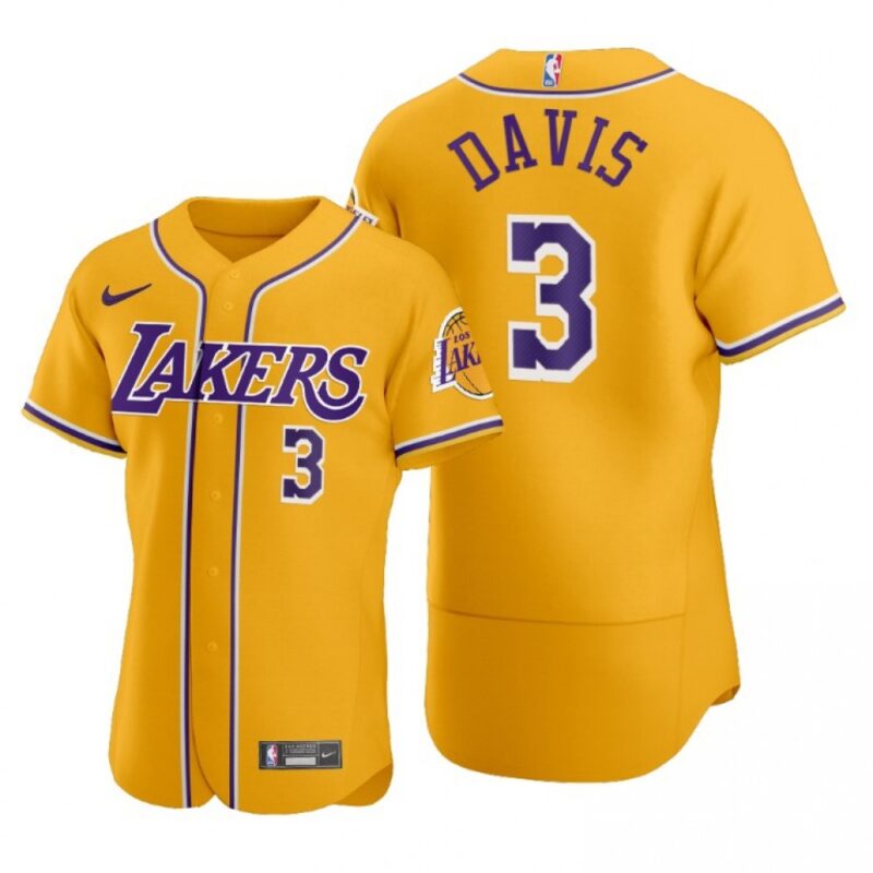 68643a1be987e_1 Men's Los Angeles Lakers #3 Anthony Davis 2020 Gold NBA X MLB Crossover Edition Stitched Jersey