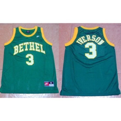 76ers #3 Allen Iverson Green Bethel High School  Stitched NBA Jersey