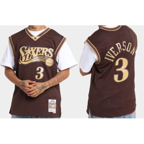 68643bdf07f9c_1 Men's Philadelphia 76ers #3 Allen Iverson Brown Swingman Stitched Jersey