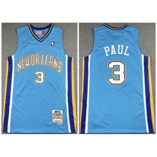 68643c96d22f7_1 Men's New Orleans Hornets #3 Chris Paul 2005-06 Light Blue Throwback Stitched Jersey