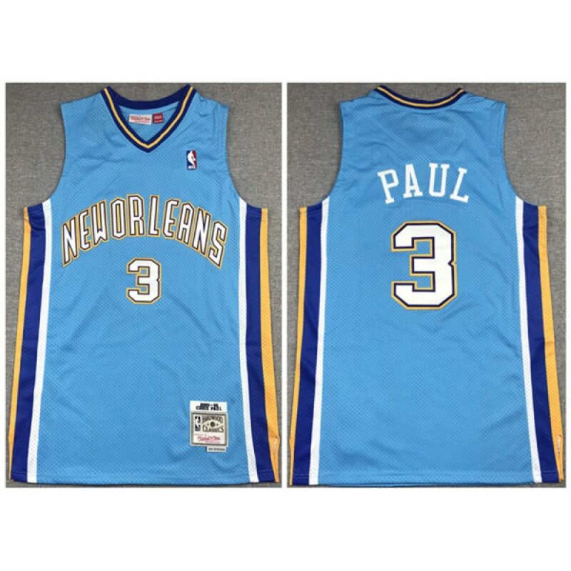 68643c96d22f7_1 Men's New Orleans Hornets #3 Chris Paul 2005-06 Light Blue Throwback Stitched Jersey