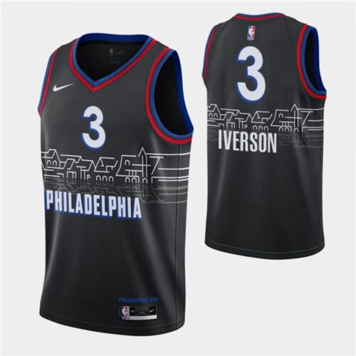 68643df4dfb9e_1 Men's Philadelphia 76ers #3 Allen Iverson 2020-21 Black City Swingman Stitched NBA Jersey