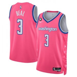 68643e27ba6d2_1 Men's Washington Wizards #3 Bradley Beal 2022/23 Pink Cherry Blossom City Edition With NO.6 Patch Limited Stitched Basketball Jersey