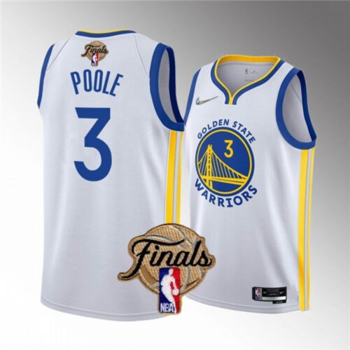 68643eb4efb25_1 Men's Golden State Warriors #3 Jordan Poole 2022 White NBA Finals Stitched Jersey
