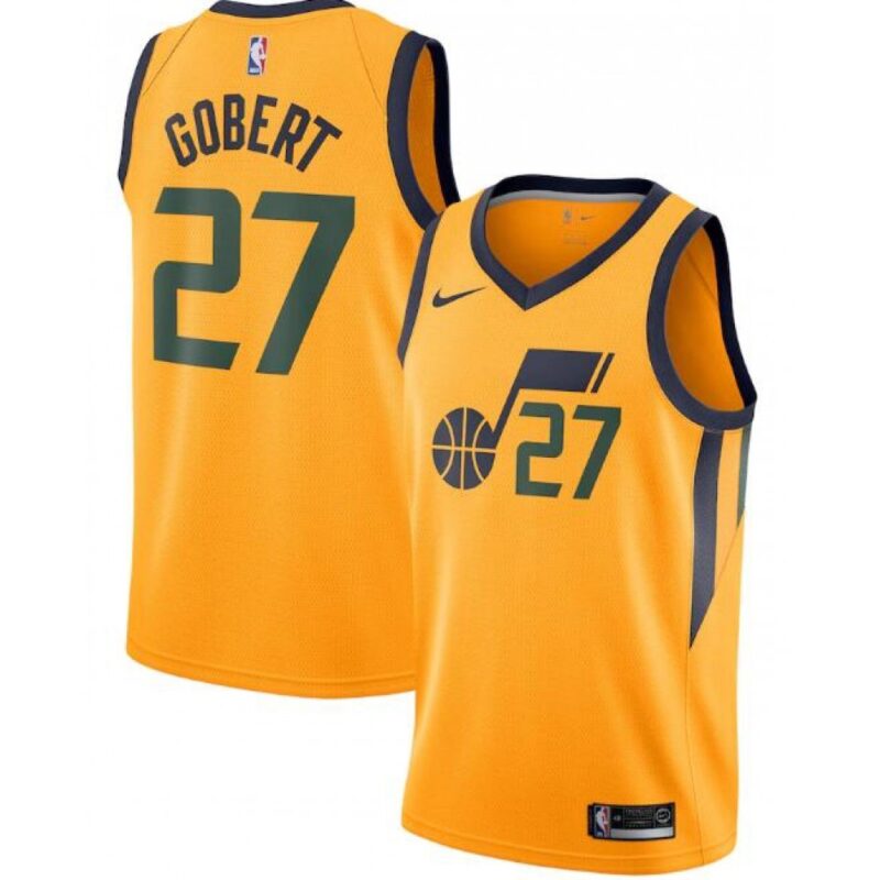 68643f4b31bc9_1 Men's Utah Jazz #27 Rudy Gobert Yellow Statement Edition Swingman Stitched Jersey