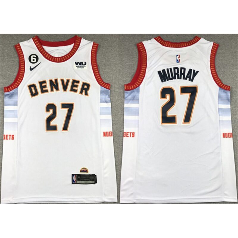 68643f6f285e4_1 Men's Denver Nuggets #27 Jamal Murray Silver 2022/23 City Edition With NO.6 Patch Stitched Jersey