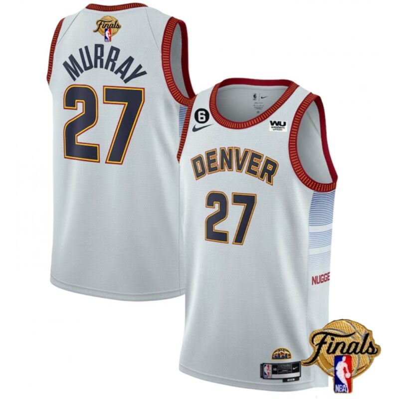 68643f7a78475_1 Men's Denver Nuggets #27 Jamal Murray Silver 2023 Finals Icon Edition With NO.6 Patch Stitched Basketball Jersey