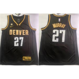 68643f81bafa6_1 Men's Denver Nuggets #27 Jamal Murray Black With NO.6 Patch Stitched Jersey