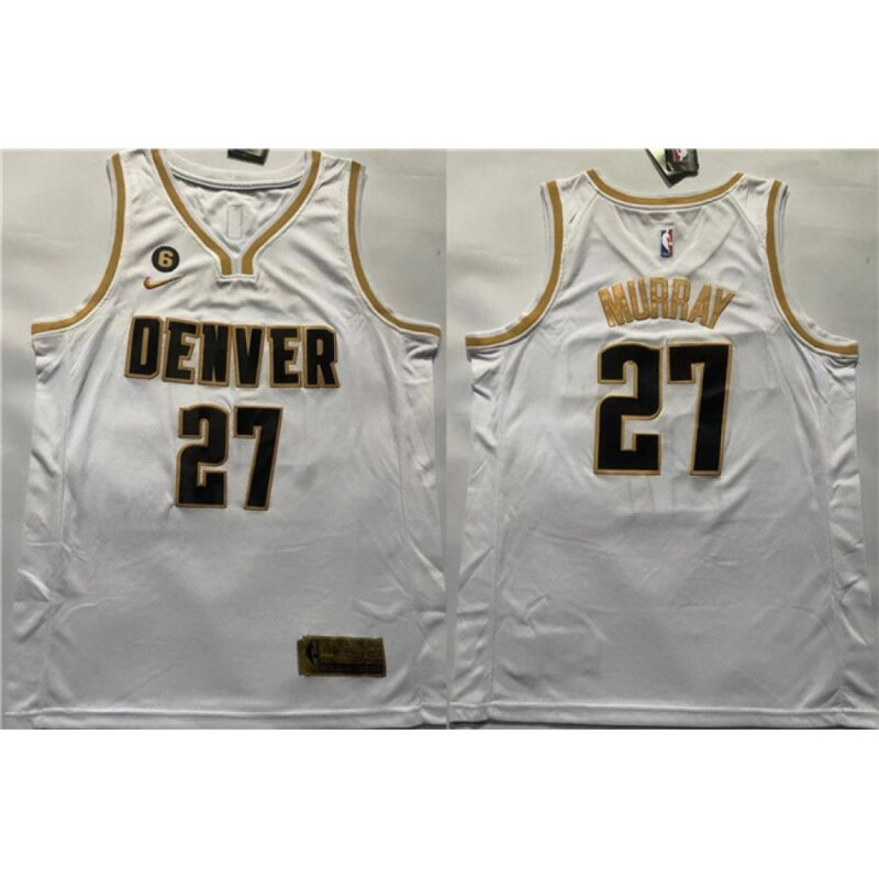 68643fa2a10aa_1 Men's Denver Nuggets #27 Jamal Murray White With NO.6 Patch Stitched Jersey