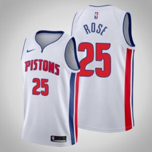 6864403261022_1 Men's Detroit Pistons #25 Derrick Rose White Stitched NBA Jersey