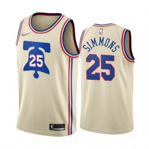 6864404124e30_1 Men's Philadelphia 76ers #25 Ben Simmons Cream Earned Edition Stitched Swingman Jersey