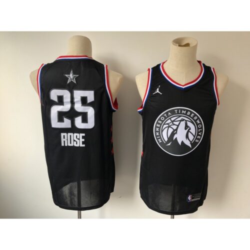 6864408552795_1 Men's Minnesota Timberwolves #25 Derrick Rose Black 2019 NBA All Star Stitched NBA Jersey