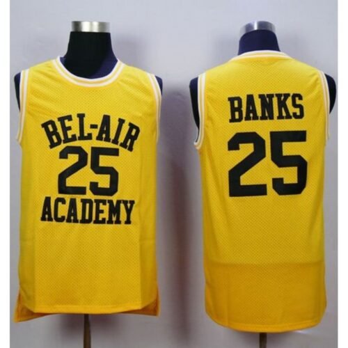 Bel-Air Academy #25 Banks Gold Stitched Basketball Jersey