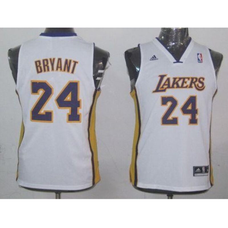 6864410f34b6f_1 Lakers #24 Kobe Bryant White Champion Patch Stitched Youth NBA Jersey